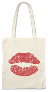 Kiss Lips Stofftasche Einkaufstasche Kisses Red Lips Love Sweet Cute Cutie - Picture 1 of 1