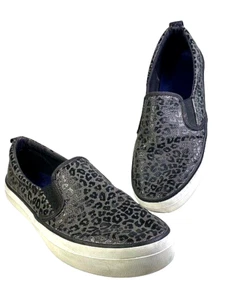 Sperry Twin Gore Crest Cheetah Print Gray/Black Slip On Sneaker Size 9.5 US - Picture 1 of 14