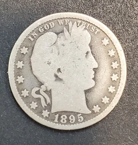Moneda de plata de cuarto de barbero 1895 P bonitos detalles - Imagen 1 de 2
