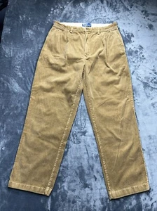 Vintage Polo Ralph Lauren Cordhose Herren 38x32 hellbraun Plissee - Bild 1 von 8