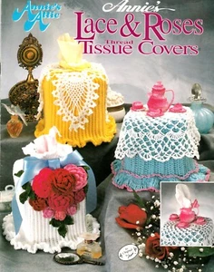 1992 Annie’s Attic Crochet ~ Lace & Roses Thread Tissue Covers - Picture 1 of 8