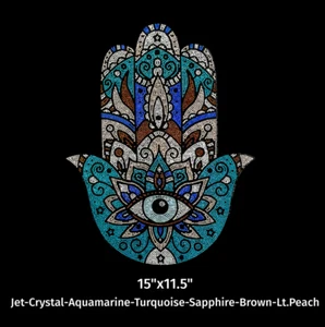 Rhinestone Design Hamsa (Big) Iron On Transfer Hot Fix Rhinestone Design - Picture 1 of 7