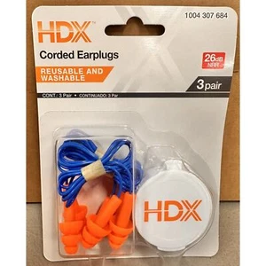 3 Pair Corded Ear Plugs Reusable Shooting Hearing Protection with Cord - Picture 1 of 3