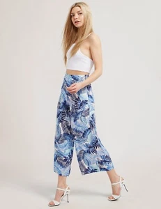 JUICY COUTURE CREPE palm leaf CAPRI PANTS CULOTTES TROUSERS NEW UK 12 - Picture 1 of 1