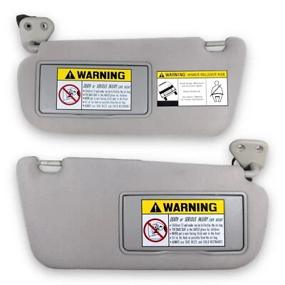 2001-2004 Hyundai Santa Fe Driver & Passenger Side Sun Visor Pair Gray Lighted - Image 1 of 4