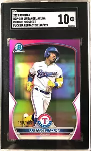 2023 Bowman Chrome LUISANGEL ACUÑA Fuchsia Refractor SP /199 SGC 10 Gem Mint - Picture 1 of 3