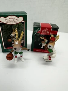 2 Hallmark Reindeer Champs Series Ornaments Prancer Basketball / Donder Baseball - Picture 1 of 5