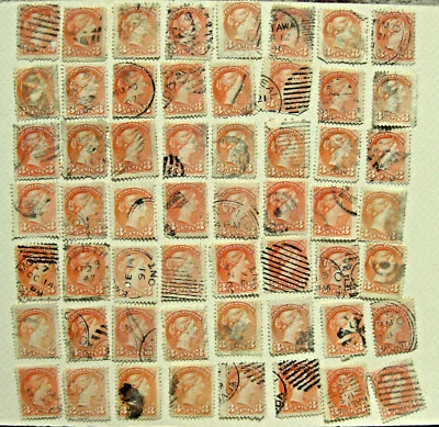 Canada Postage Stamps Lot of 50 Pieces 3 Cents 1870 - 1894 Queen Victoria - Image 1 of 4