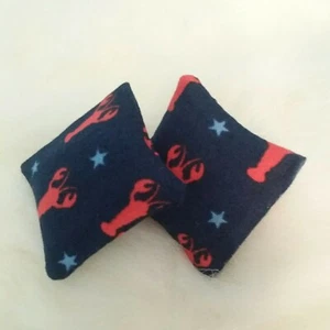 1 PR Dollhouse Miniature 1:12 Scale Pillows Blue With Red Lobsters Handmade - Picture 1 of 3