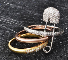 Set Of 3 Simulated Diamond Tricolour Pin Hook Stacking Rings in Different Sizes
