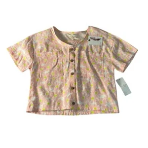 Jessica Simpson Floral Button-Up Top, Short Sleeve Shirt, XL(12) - Picture 1 of 6