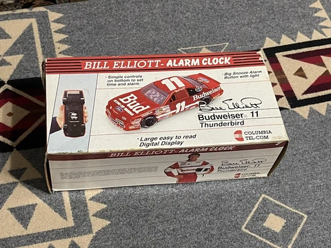 BILL ELLIOTT #11 BUDWEISER ALARM CLOCK COLUMBIA TEL-COM 1993 NEW Sealed KC Cover