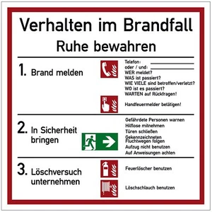 Schild Verhalten im Brandfall | Kunststoff 18x18cm | Brandschutz | wetterfest - Bild 1 von 1
