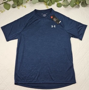 NWT Under Armour Men's the Tech Tee Blue Short Sleeve Size L Heat gear - Picture 1 of 7
