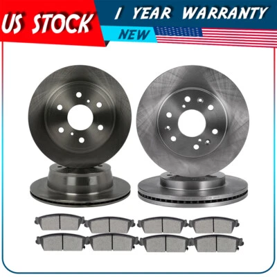 For 2008 - 2014 CADILLAC ESCALADE Front And Rear Brake Rotors Discs Brake Pads - Image 1 of 4