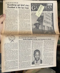 January 8, 1953 NATIONAL GUARDIAN Newspaper: Rosenberg Executions & Black Issues - Picture 1 of 4