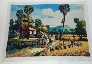 Fertiggestellt Fertig Große Ernte Pflücken Kreuzstich - Maße 27,5" Bx19,75" L - Bild 1 von 23