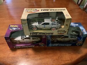 Set of 3 Back to the Future Delorean 1:24 Model Time Machine Cars Welly NIB BTTF