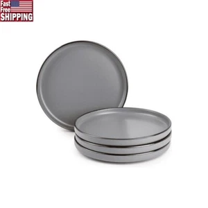 Stoneware Salad Plates Set of 4 Dishwasher Microwave Freezer Safe Round Design - Picture 1 of 5