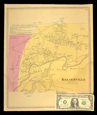 Antique Hazardville Map Enfield Connecticut Hartford County Hazard Powder Co - Image 1 of 4