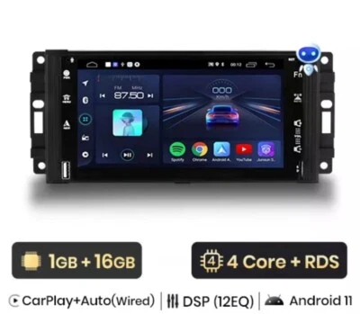 RADIO 2 DIN PER JEEP WRANGLER JK 1GB 16GB NAVIGATORE GPS BLUETOOTH ANDROID - Immagine 1 di 4