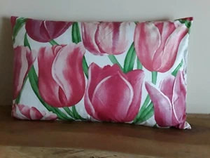 Sanderson Early Tulip Cherry Red Cotton Cushion Cover - 1 double sided - Picture 1 of 4
