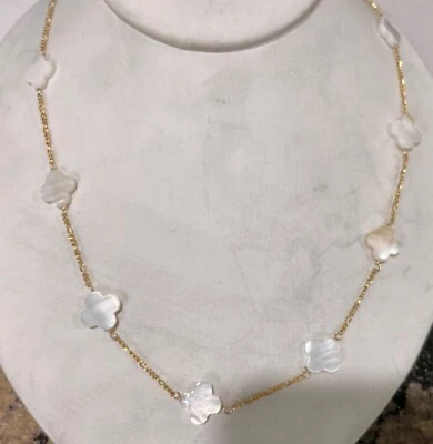 Nuevo Collar Trébol Madreperla MEDIANO Damas Oro 14k (Longitudes Surtidas) Foto 1 de 2