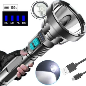 Super Bright 1200000LM LED Powerful Flashlight USB Rechargeable Zoomable Torch - Picture 1 of 29