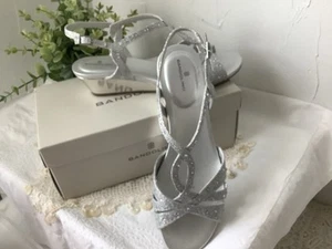 BANDOLINO SILVER WEDGE SANDALS  USA 9.5M ( In Box) - Picture 1 of 24