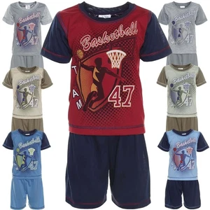 Children Boys Pyjama Pajama Home Suit Shirt Shorts Short Sleeve Set 21240 - Picture 1 of 22