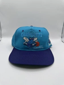 Vintage Charlotte Hornets Hat Cap Snap Back Blue Purple NBA Basketball Mens 90s - Picture 1 of 10