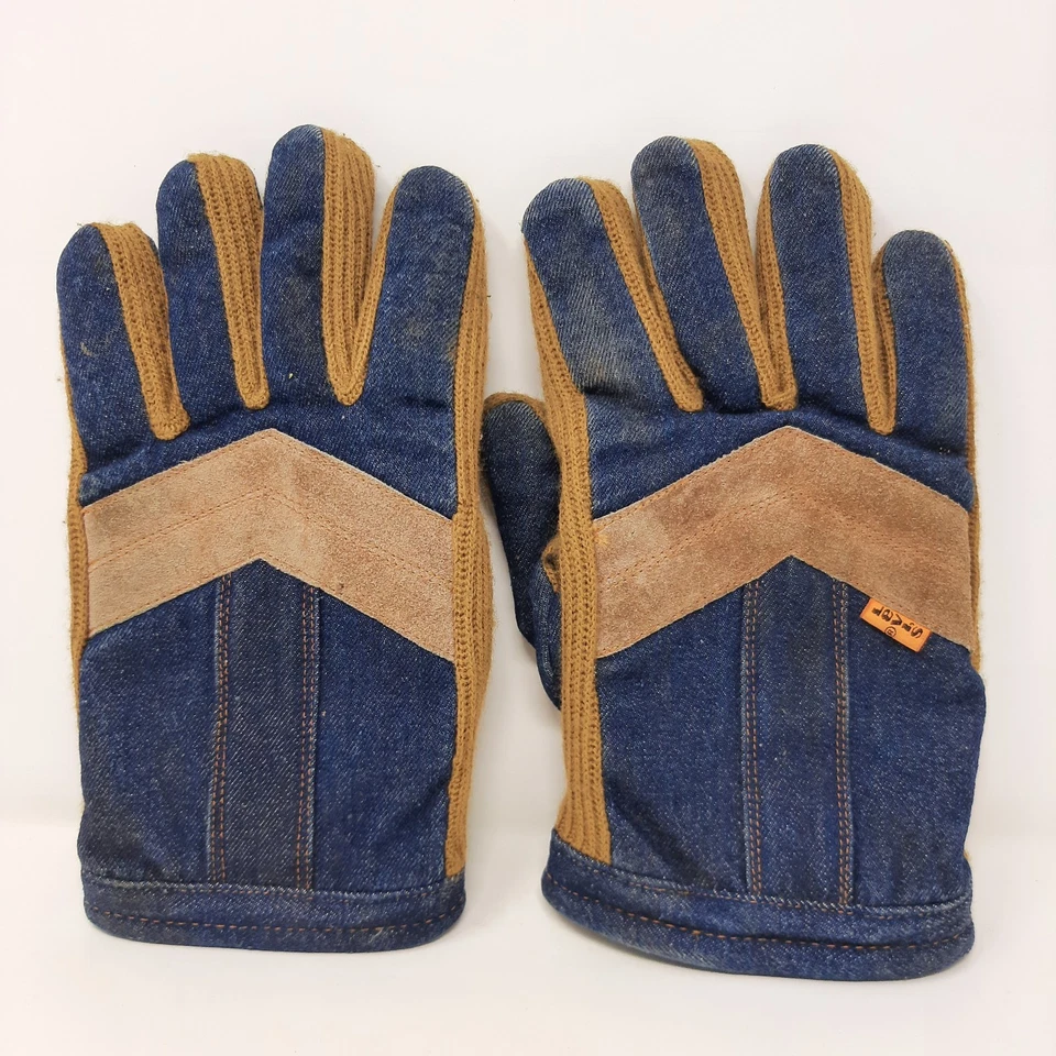Luvas jeans vintage Levis forradas de lã etiqueta laranja masculinas grandes  - Imagem 1 de 4