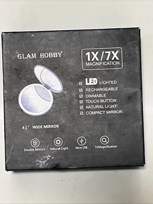 Espejo compacto de viaje LED recargable Glam Hobby Foto 1 de 4