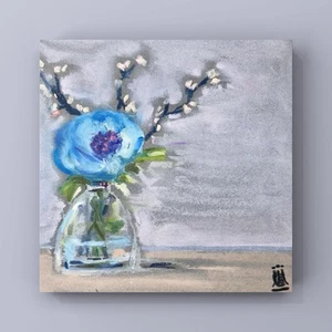 ‘Blue Cotton’Fine Art,Small,illustrative StillLife Original Painting, Unframed - Picture 1 of 7
