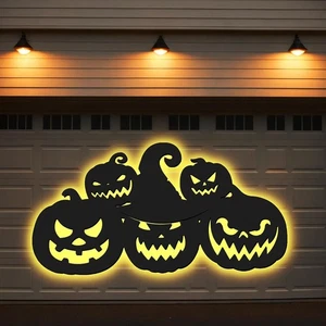 Halloween Garage Door Decorations Outdoor Pumpkin Decorations, Black - Picture 1 of 6
