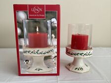LENOX WINTER GREETINGS Hurricane Pillar Candle Holder with Candle  - New in Box