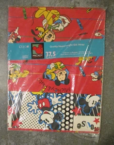 Vintage Cleo Disney Sealed Mickey Mouse Christmas Wrapping Paper 37.5 sq ft, 6 s - Picture 1 of 3
