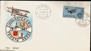 Aviation Biplane Airmail Postage Stamp Anniversary Italy First Day Cover 1967 - Picture 1 of 3