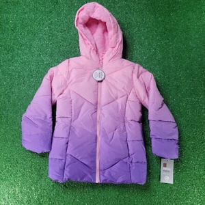 Swiss Tech Girl's Pink Purple Hombre ZIP Puffer Coat Jacket Hood Size 6 6X New - Picture 1 of 11
