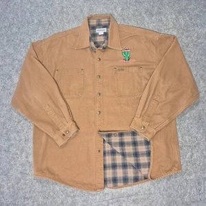 Vintage Carhartt Jacket Mens XL Brown Flannel Lined Snap Button Shacket Canvas - Picture 1 of 12