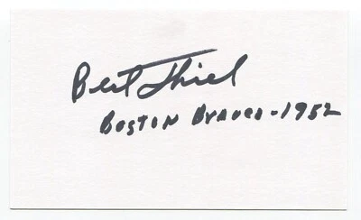 Bert Thiel Signed 3x5 Index Card Autograph Baseball MLB 1952 Boston Braves - Image 1 of 2