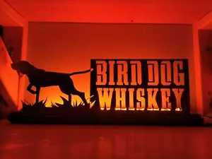 Custom Bird Dog Whiskey Multi Color Backlit Sign 24" 14 Ga Brushed and Cleared - Picture 1 of 4