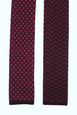 Etro Milano Wool Knit Tie Italian 2 Geometric Patterns Square End New $155 - Image 1 of 4