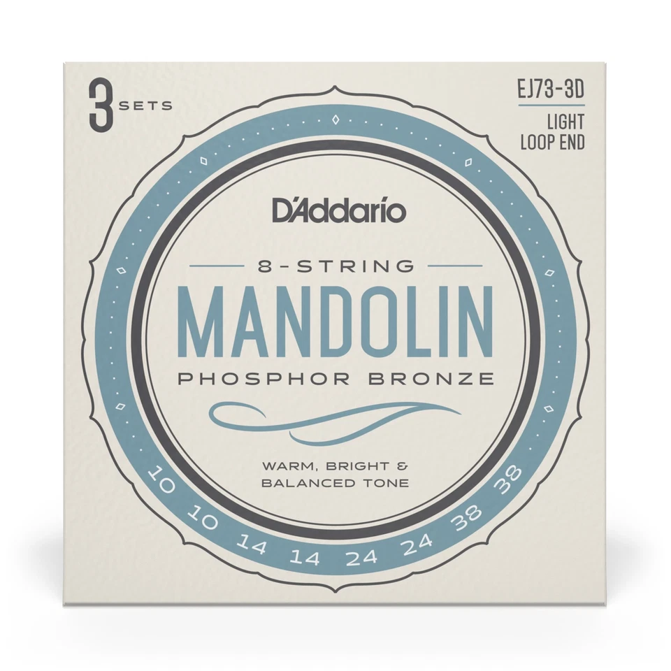 3 Pack D'Addario EJ73 Mandolin Strings, Phosphor Bronze, Light 10-38 EJ73-3D - Image 1 of 4