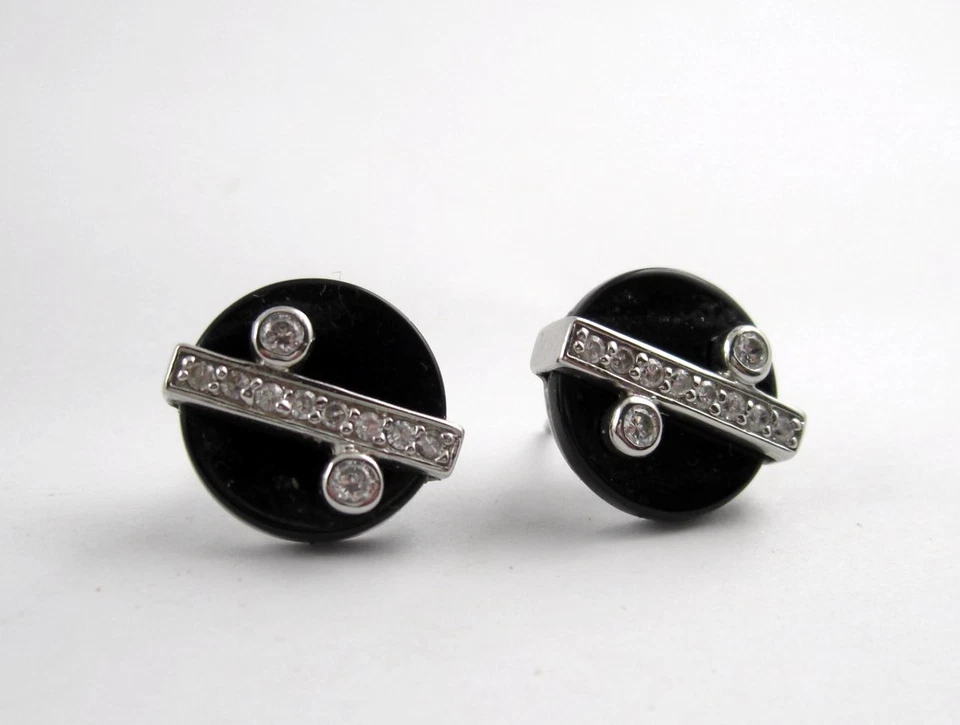 N82 VERO ARGENTO 925 onice orecchini chiusura a Farfalla Punto di DASH design - Immagine 1 di 2