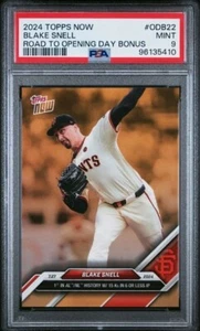 BLAKE SNELL * PSA 9 * POP 1 * 2024 TOPPS NOW RTOD * BONUS * CARD ODB-22 GIANTS - Picture 1 of 3