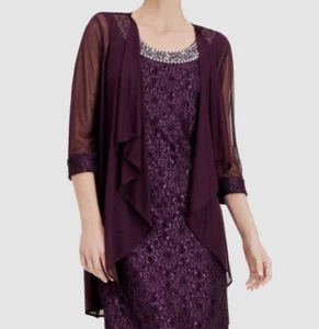 R&M Richards Women's Purple 3/4 Open Front Jacket Size 14 - Picture 1 of 4