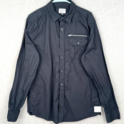 Camisa de vestir Threads & Heirs para hombre grande negra manga larga con botones 100 % algodón Foto 1 de 4