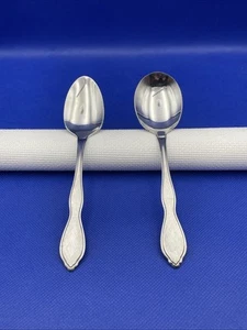 Oneida TWILIGHT Stainless Spoons Satin Style 1881 Rogers Flatware Lot Of 2 - Picture 1 of 6
