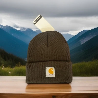 CARHARTT Gorro Mustang Marrón | Gorra Tejida Niño Pequeño | 100% Auténtico NUEVO Foto 1 de 2